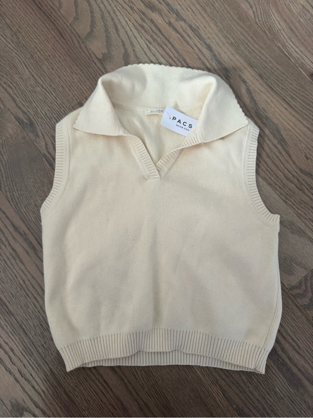 Brandy Melville Cream Sleeveless Knit Polo Sweater Vest